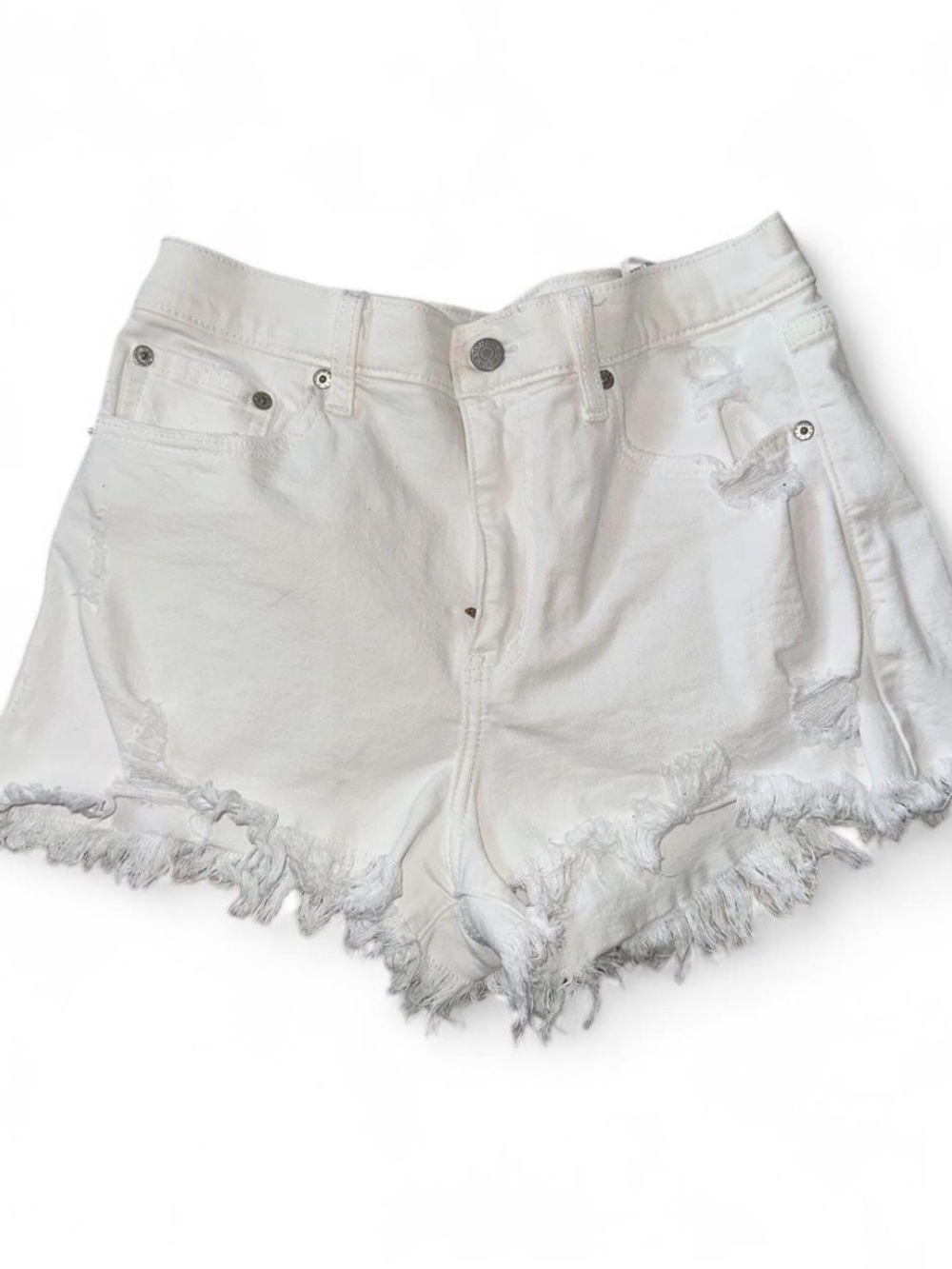 White Frayed Hem Cotton Denim Shorts 29 Daze Hippie Boho